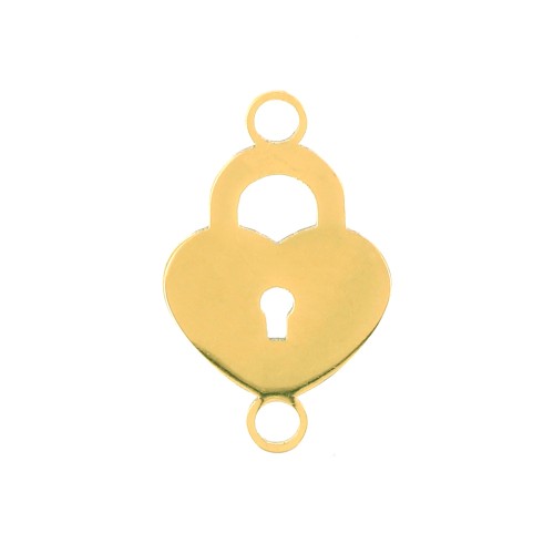 Distanziatore lucchetto cuore 2 anelli 19x12 mm - Acciaio inossidabile Dorato x1