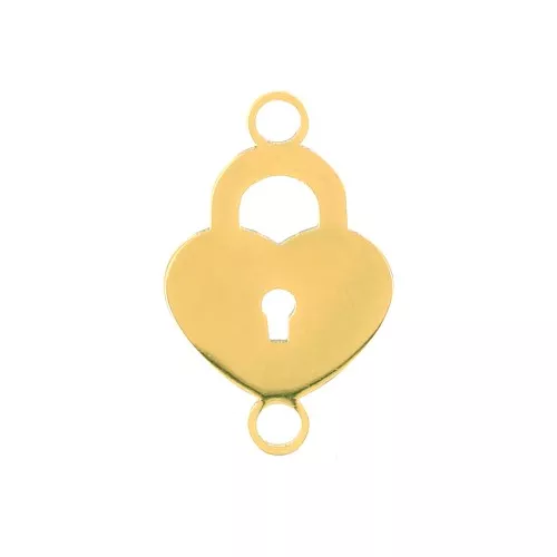 Distanziatore lucchetto cuore 2 anelli 19x12 mm - Acciaio inossidabile Dorato x1