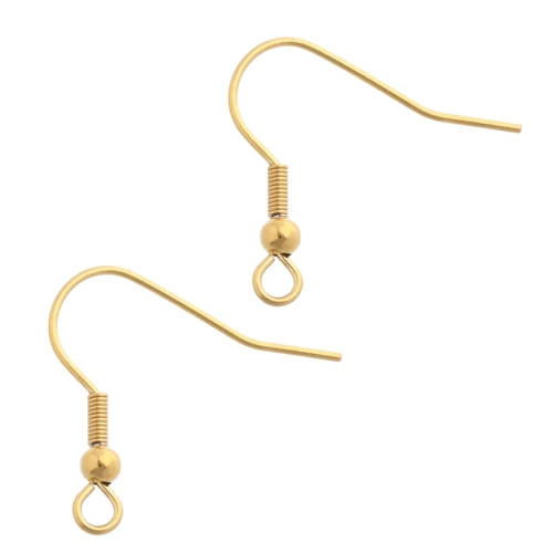 Ganci per orecchie da 19,5 mm con anello aperto - Acciaio inossidabile 304L Dorato x2