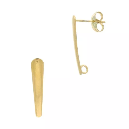Chiodi di orecchie barra anello aperto 20x4 mm Acciaio inossidabile dorato 303L x2