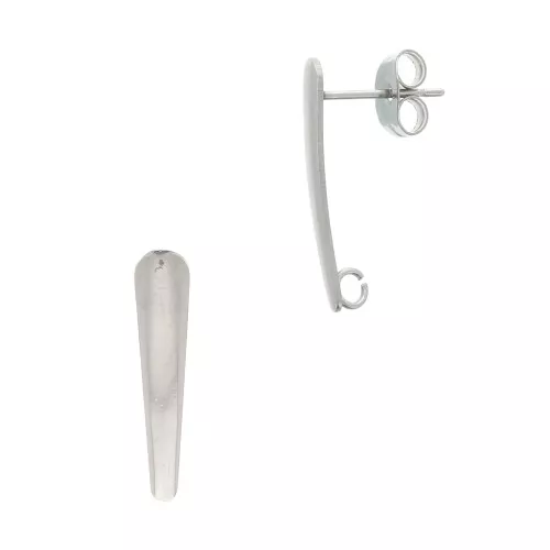 Chiodi di orecchie barra con anello aperto 20x4 mm - Acciaio inossidabile x2