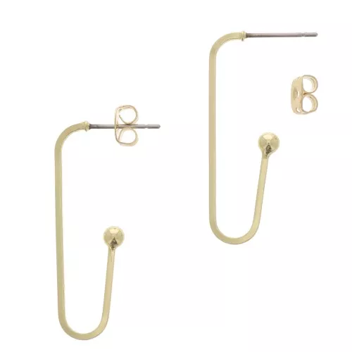 Chiodi di orecchie U design con pallina 34x12 mm - Dorato x2