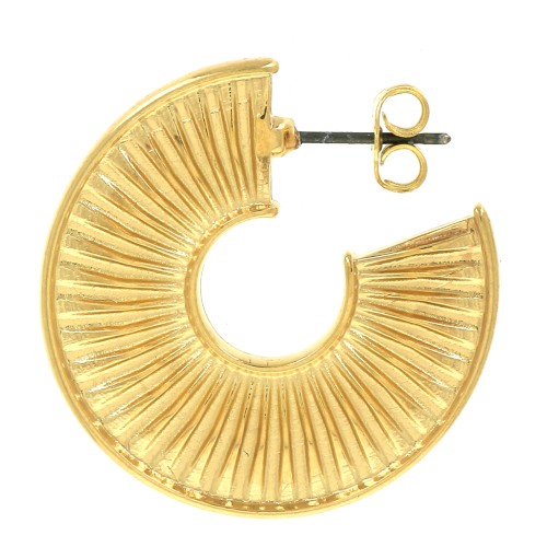 Orecchini cerchio design irregolare in zama 30 mm - Dorato all'oro fino x2