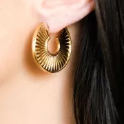 Orecchini cerchio design irregolare in zama 30 mm - Argentato anticato x2