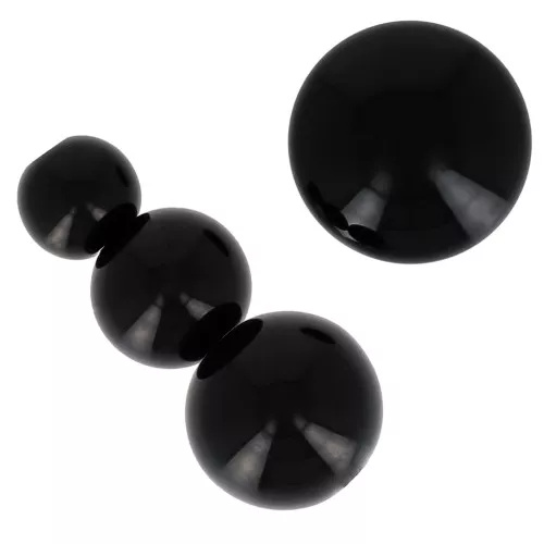 Assortimento di 26 perle tonde 8-10-14 mm e 2 cabochon in resina- Nero