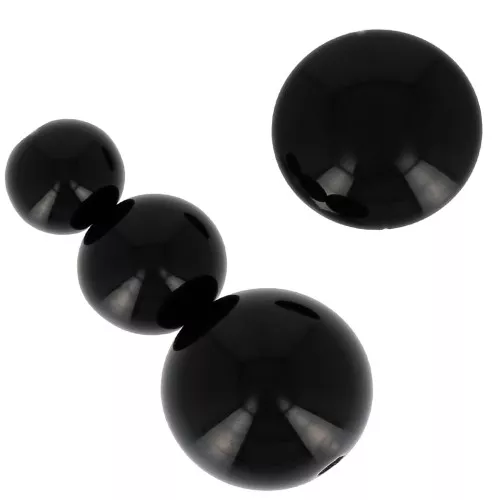 Assortimento di 26 perle e 2 cabochon in resina opaca 6-8-10mm - Nero