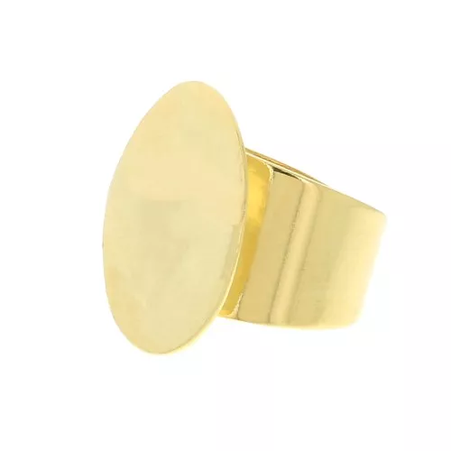 Anello regolabile con piatto per cabochon 10 mm - dorato con oro fino x1