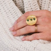 Anello regolabile con piatto per cabochon 10 mm - dorato con oro fino x1