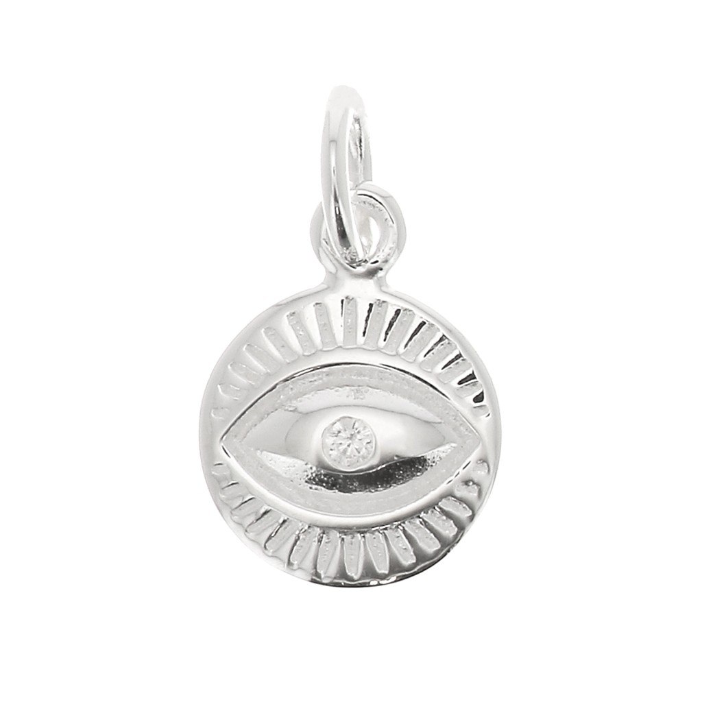 Ciondolo tondo occhio con zircone 9 mm con anello chiuso - Argento 925 x1 -  Perles \u0026 Co