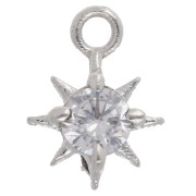 Ciondolo a forma di stella polare con CZ 10,6x8 mm - anello chiuso - Argento 925 x1
