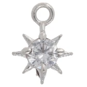 Ciondolo a forma di stella polare con CZ 10,6x8 mm - anello chiuso - Argento 925 x1