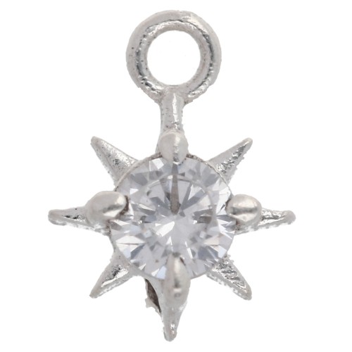 Ciondolo a forma di stella polare con CZ 10,6x8 mm - anello chiuso - Argento 925 x1
