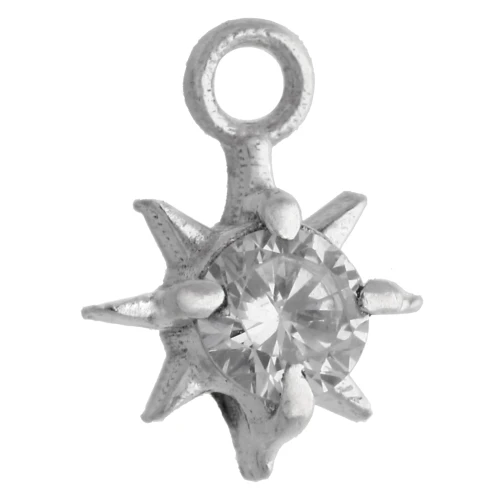 Ciondolo a forma di stella polare con CZ 10,6x8 mm - anello chiuso - Argento 925 x1