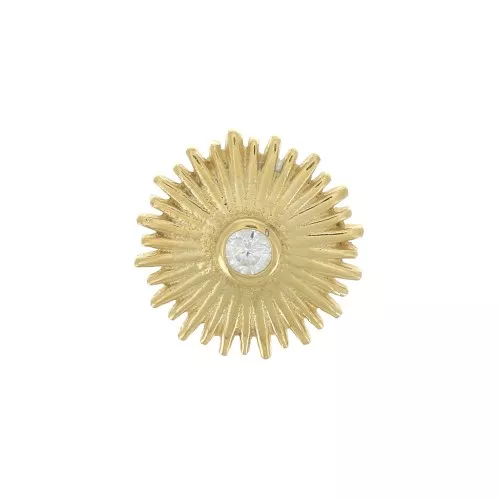 Pendente sole con Ossido di zirconio 14 mm - Argento 925 Dorato - Crystal x1