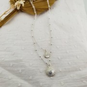 Pendente sole con Ossido di zirconio 14 mm - Argento 925 Dorato - Crystal x1