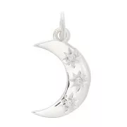 Pendente luna stella del nord e Ossido di zirconio 17x10.5mm - Argento 925 - Crystal x1