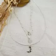 Pendente luna stella del nord e Ossido di zirconio 17x10.5mm - Argento 925 - Crystal x1