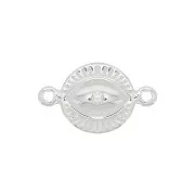 Distanziatore tondo modello occhio con Ossido di zirconio 14x8 mm - Argento 925 - Crystal x1