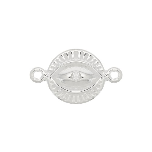 Distanziatore tondo modello occhio con Ossido di zirconio 14x8 mm - Argento 925 - Crystal x1