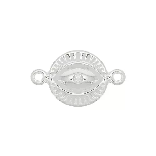 Distanziatore tondo modello occhio con Ossido di zirconio 14x8 mm - Argento 925 - Crystal x1