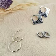 Monachelle con Ossido di zirconio 13.5 mm - Argento 925 - Nero x2