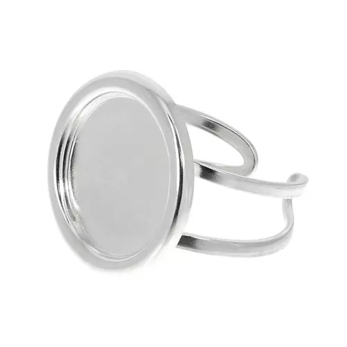 anello regolabile per cabochon 15 mm - Argento 925 x1