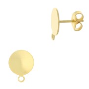 Chiodi di orecchie disco 10 mm con anello - Dorato con oro fino x2|raw }}