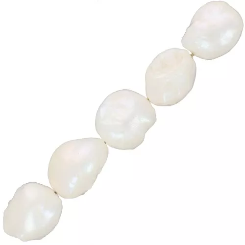 Perle d'acqua dolce Keshi - perle barroche irregolari 11 mm - Bianco madreperla x6