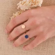 Anello sottile con base piatta per cabochon 8 mm - D-56 - Placcato oro 3 micron x1