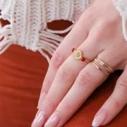 Anello 3 castoni per cabochon 3 mm e 4 mm - Dimensione 52 - Argento 925 x1