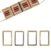 2 terminali e 2 distanziatori rettangoli per tessitura Miyuki Acciaio inos. Dorato