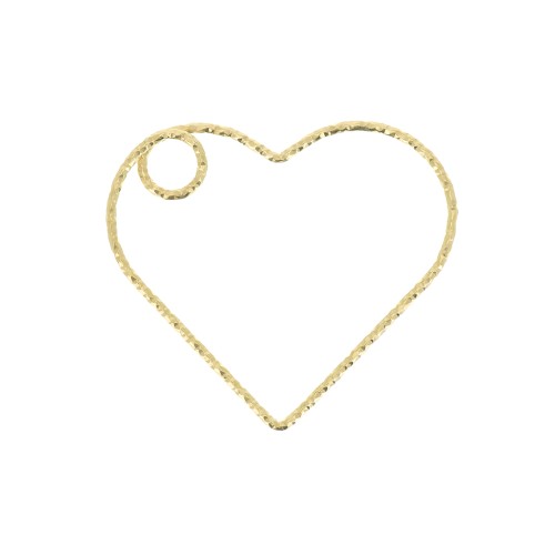 Pendente cuore diamantato 26x29 mm in Argento 925 Dorato con oro fino x1