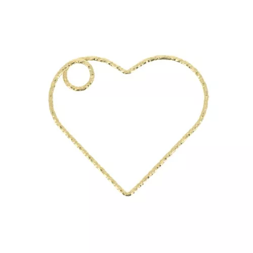 Pendente cuore diamantato 26x29 mm in Argento 925 Dorato con oro fino x1