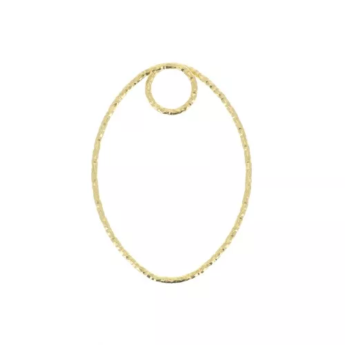 Pendente ovale diamantato 29x21.5 mm in Argento 925 Dorato con oro fino x1