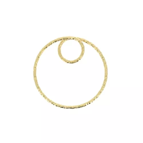 Pendente cerchio diamantato 20 mm in Argento 925 Dorato con oro fino x1