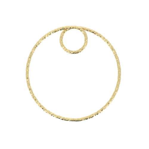 Pendente cerchio diamantato 25 mm in Argento 925 Dorato con oro fino x1