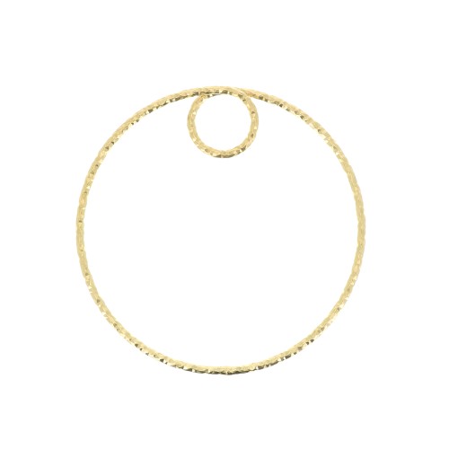 Pendente cerchio diamantato 30 mm in Argento 925 Dorato con oro finox1