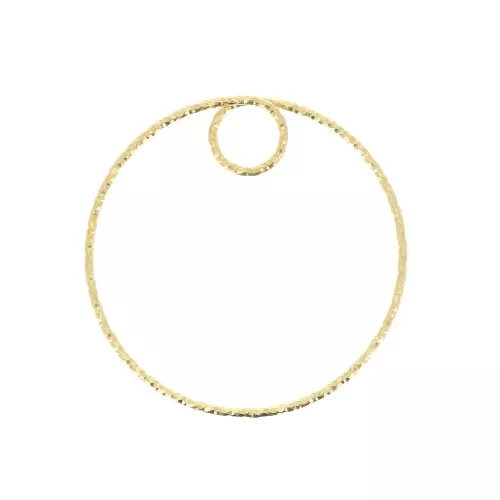 Pendente cerchio diamantato 30 mm in Argento 925 Dorato con oro finox1