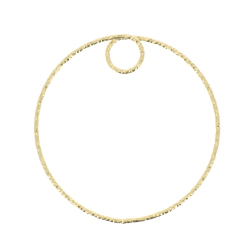 Pendente cerchio diamantato 35 mm in Argento 925 Dorato con oro fino x1