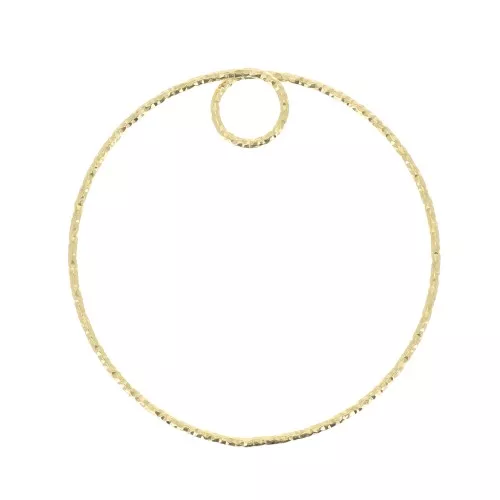 Pendente cerchio diamantato 35 mm in Argento 925 Dorato con oro fino x1