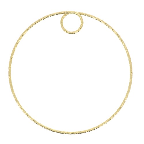 Pendente cerchio diamantato 40 mm in Argento 925 Dorato con oro fino x1