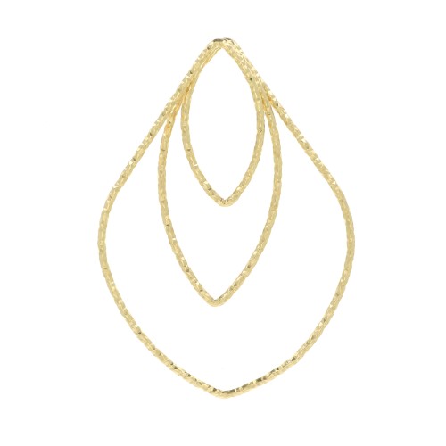 Pendente goccia diamantato 37x27 mm in Argentoo 925 Dorato con oro fino x1