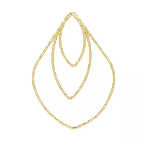 Pendente goccia diamantato 37x27 mm in Argentoo 925 Dorato con oro fino x1