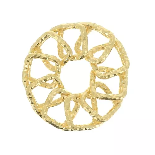 Distanziatore - pendente sole diamantato 15 mm in Argentoo 925 Dorato oro fino x1