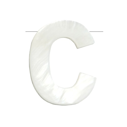 Perla lettera alfabeto in madreperla 10x8 mm - C - Naturale x1