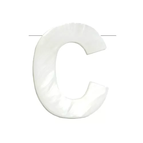 Perla lettera alfabeto in madreperla 10x8 mm - C - Naturale x1