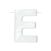 Perla lettera alfabeto in madreperla 10x7 mm - E - Naturale x1