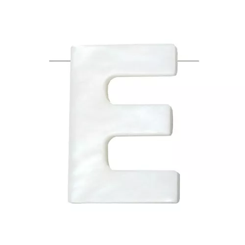 Perla lettera alfabeto in madreperla 10x7 mm - E - Naturale x1