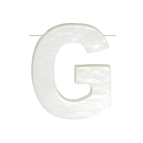 Perla lettera alfabeto in madreperla 10x8 mm - G - Naturale x1
