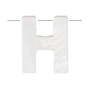 Perla lettera alfabeto in madreperla 10x8 mm - H - Naturale x1